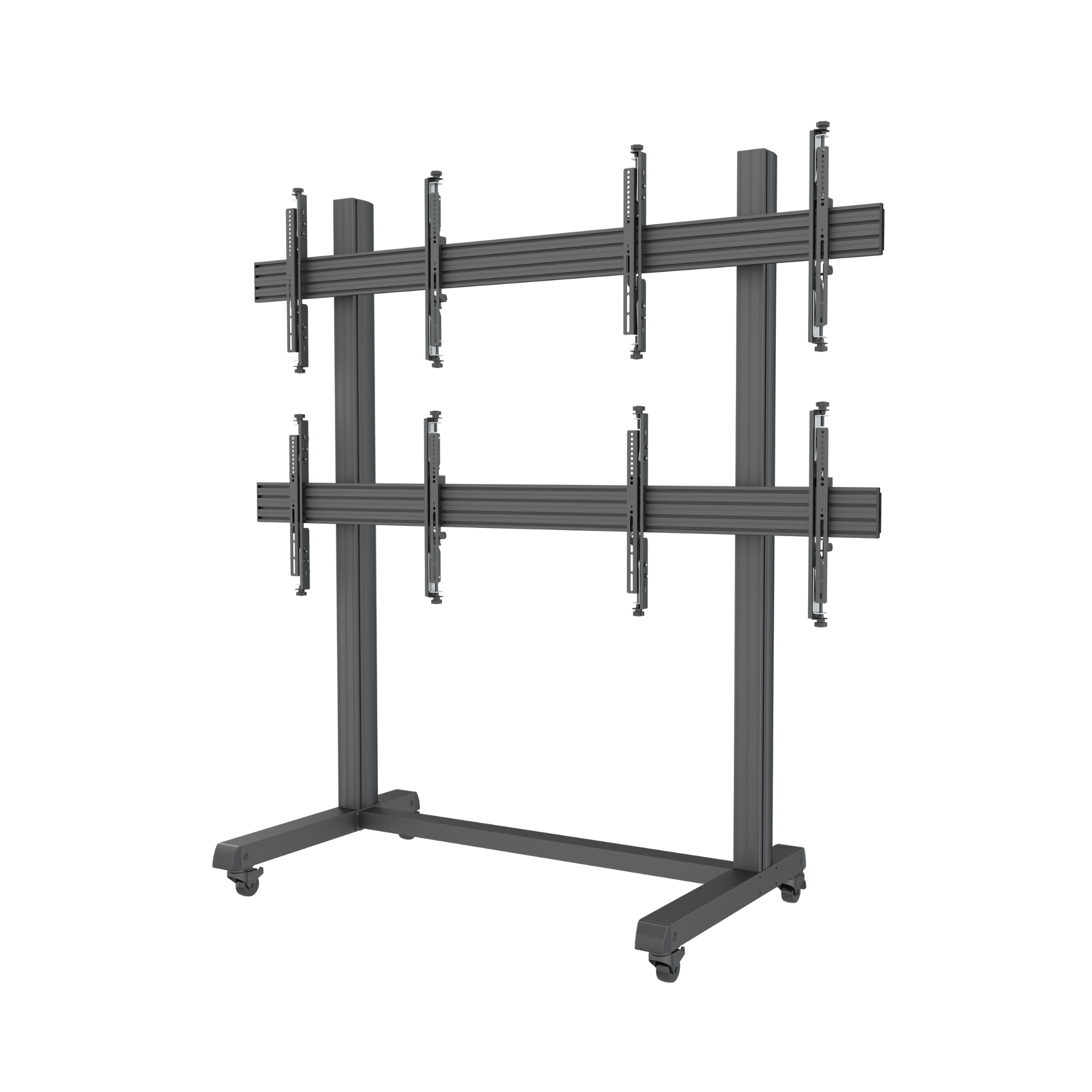 Video wall mount with integrated cable management for clean setups