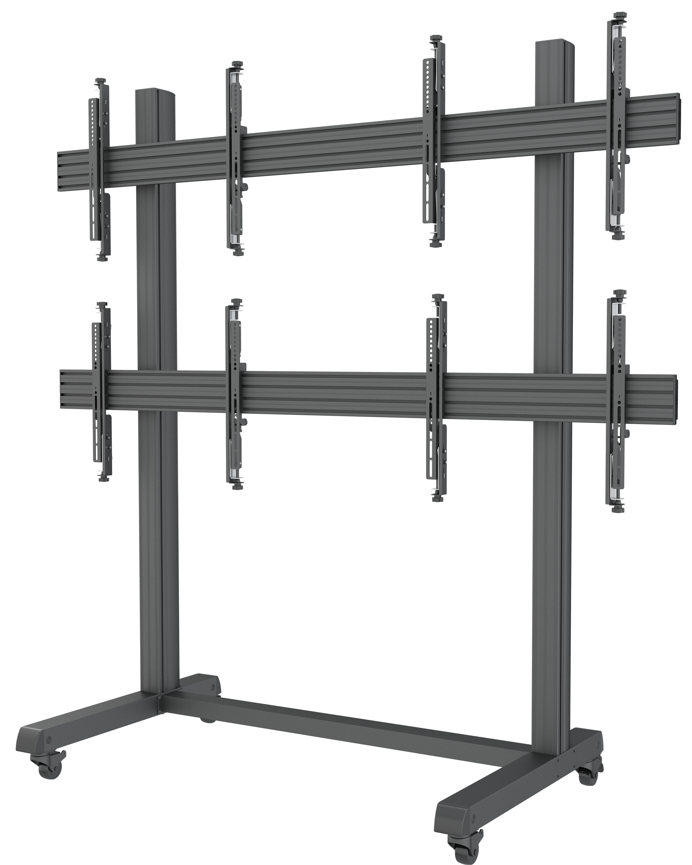 Video wall mount with integrated cable management for clean setups