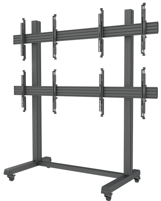 Video wall mount with integrated cable management for clean setups
