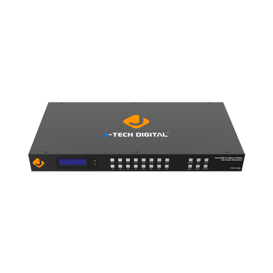 8x8 HDMI matrix switch with 4K 60Hz, HDR, and Dolby Vision support for seamless distribution and switching between HDMI sources across multiple outputs.