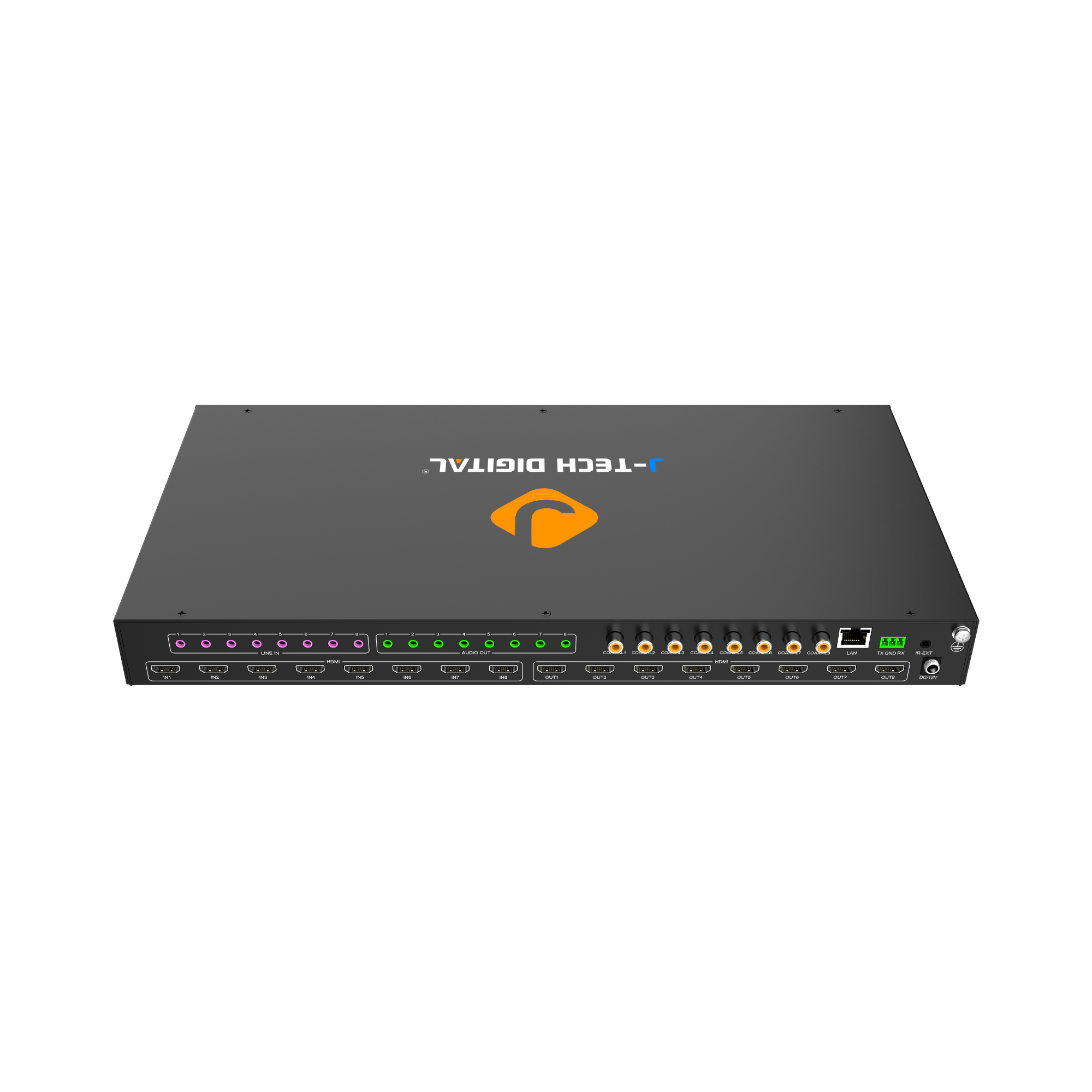 4K 8x8 HDMI matrix with 8 HDMI inputs and outputs, offering high-quality video distribution up to 4K 60Hz, HDR10, and Dolby Vision for superior visual performance.