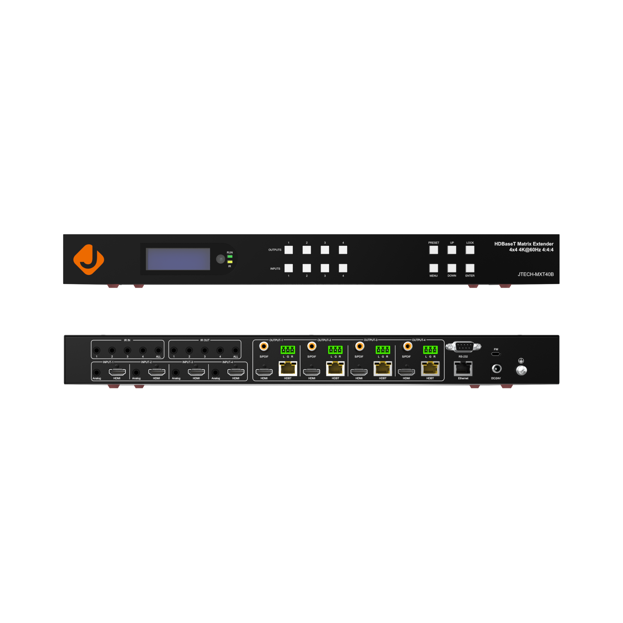 HDMI extender with 4 HDMI outputs and 4 HDBaseT ports