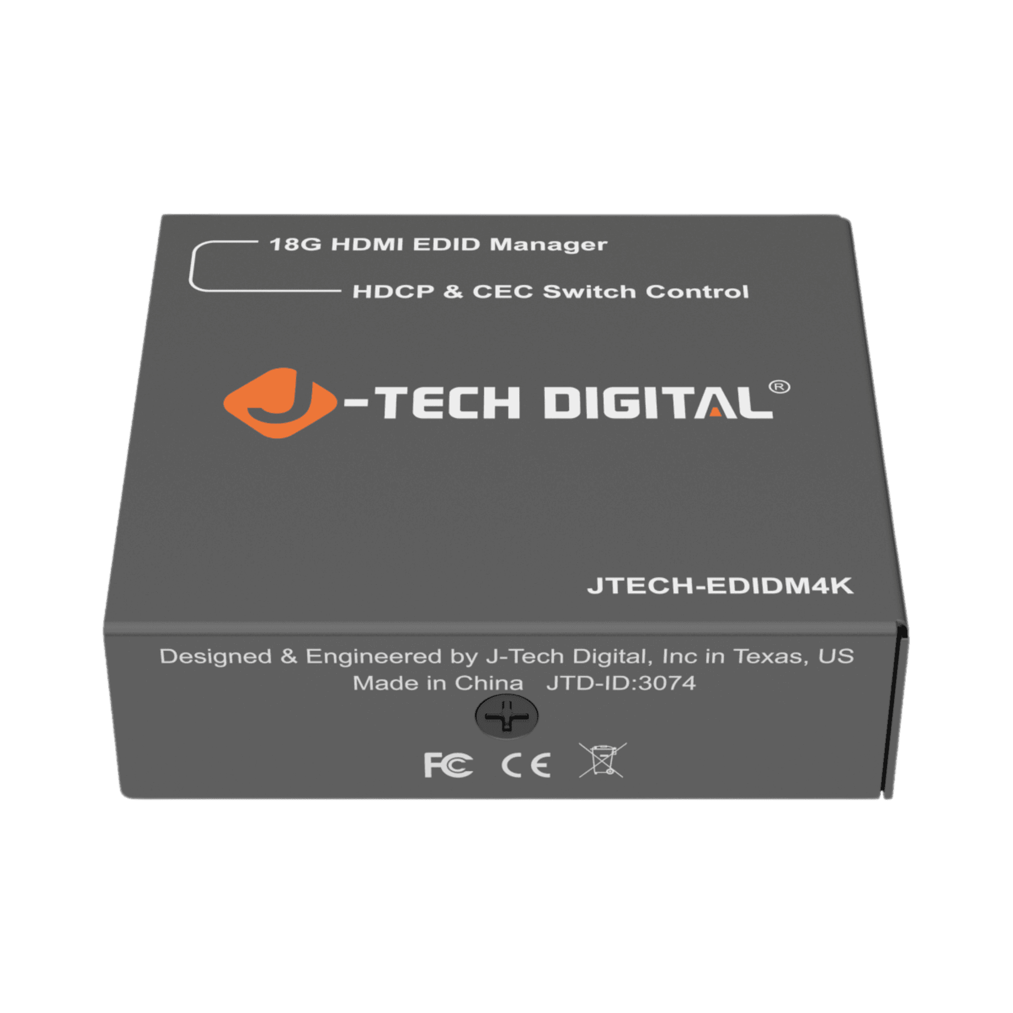 jtd-3074 4K 60Hz HDMI EDID Emulator with HDCP Management and CEC Support top front angle