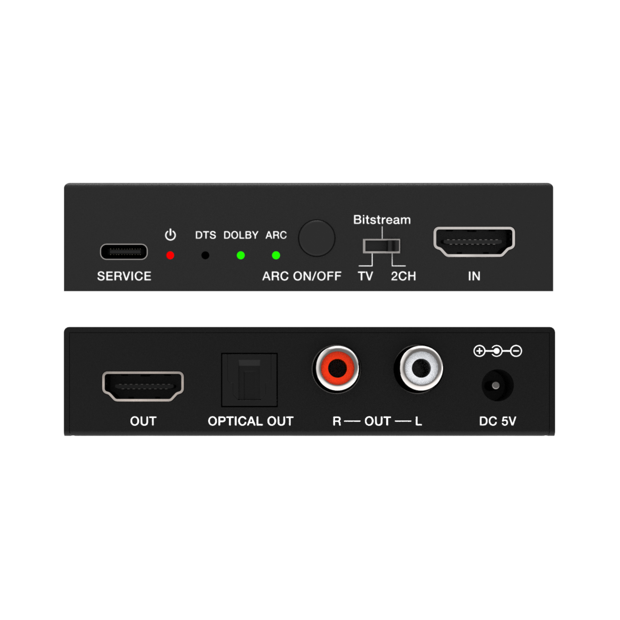 4K HDMI audio extractor with EDID control – Supports 4K@60Hz, HDR, and 5.1 audio downmix with EDID modes for seamless compatibility.