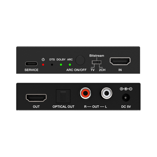 4K HDMI audio extractor with EDID control – Supports 4K@60Hz, HDR, and 5.1 audio downmix with EDID modes for seamless compatibility.