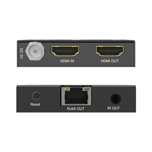 HDMI extender with loop-out for local display – Monitor content in real-time while transmitting HDMI signals to remote screens.