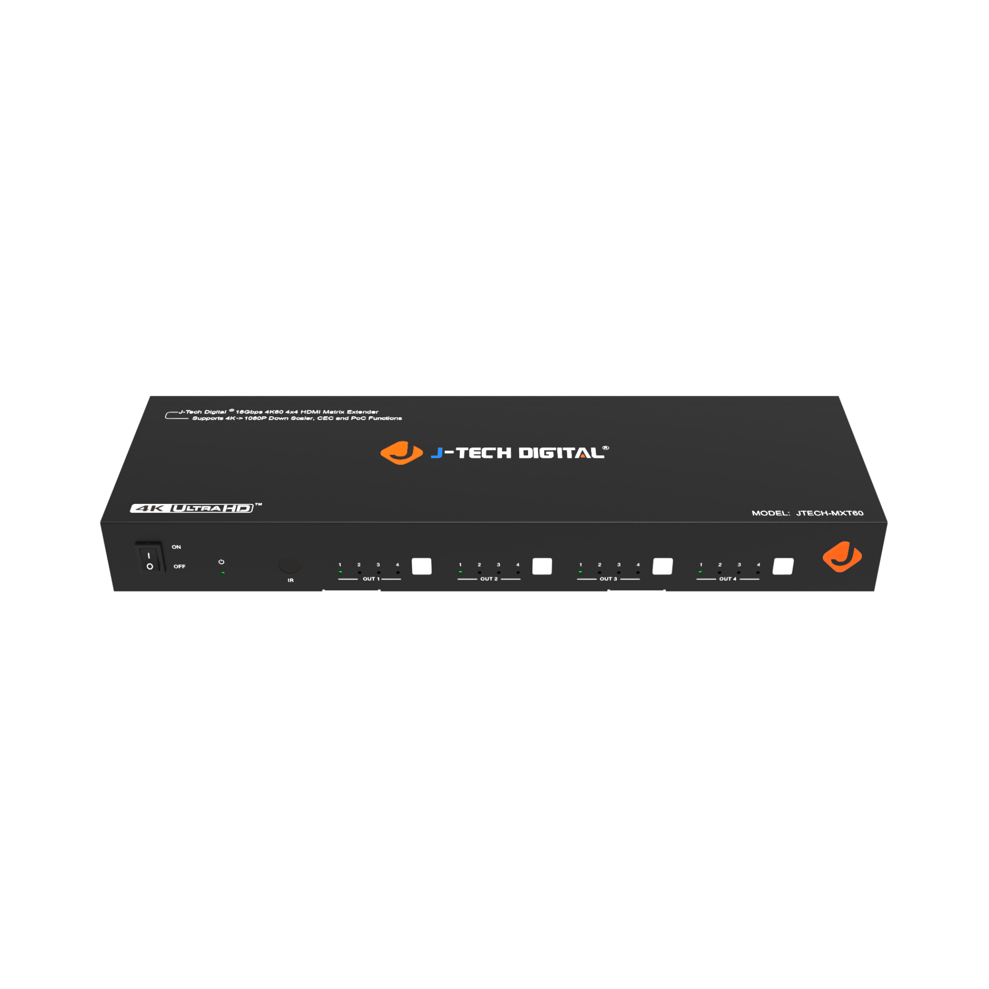 Distribute 4K signals with the 4x4 HDMI matrix extender and Ethernet.