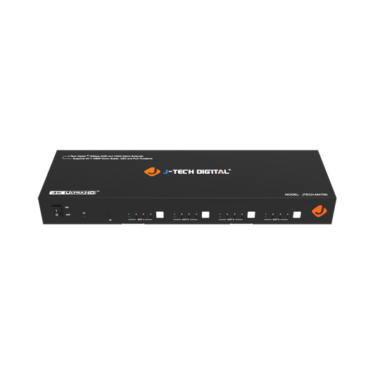 Distribute 4K signals with the 4x4 HDMI matrix extender and Ethernet.