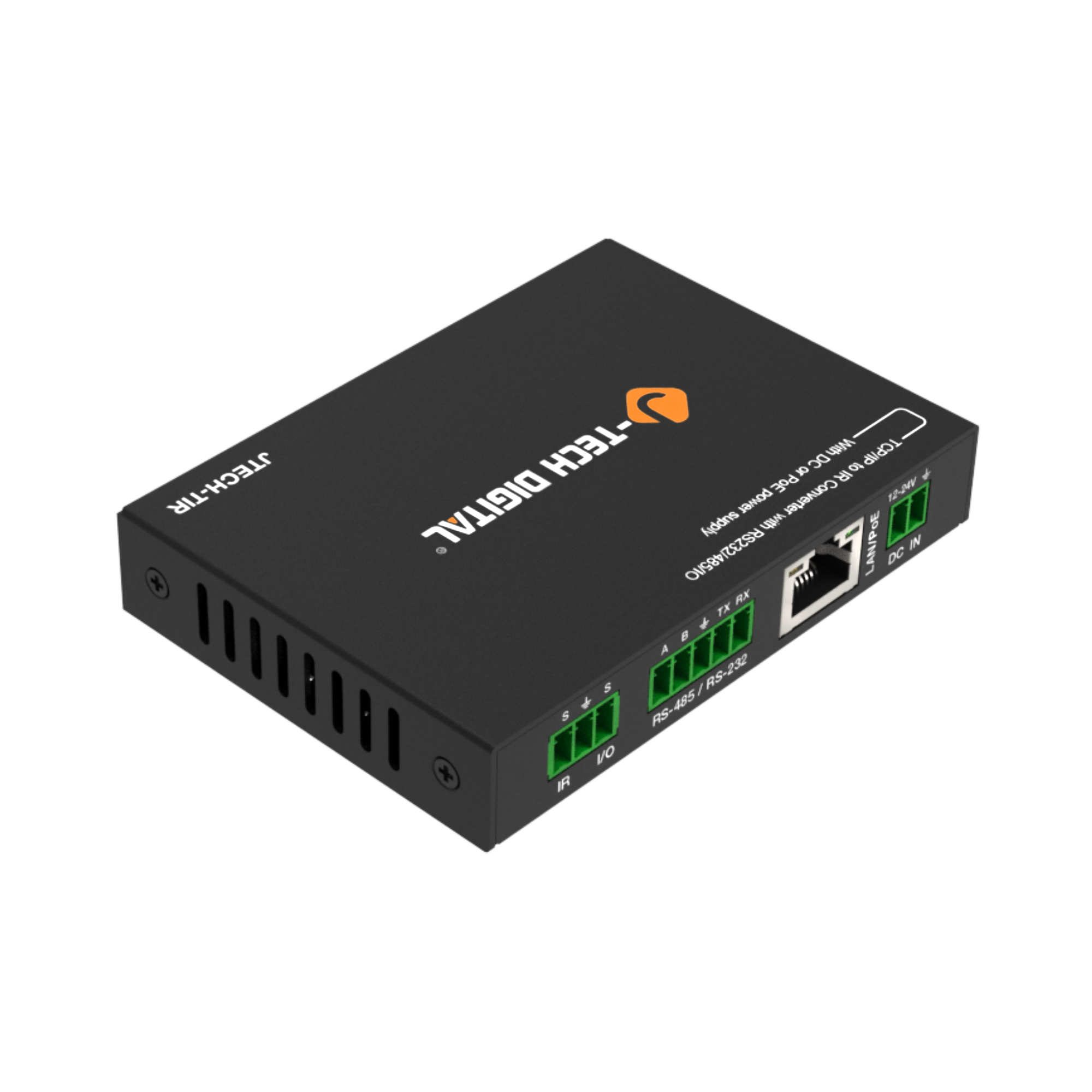 jtd-3212 TCP/IP to IR Converter with RS232/485/IO side angle 2