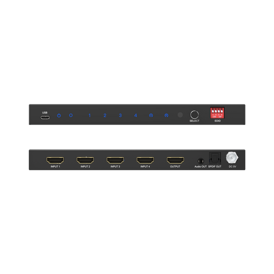8k 60hz 4k 120hz 1080p 240hz 2x1 hdmi switch switcher front and back ports overview