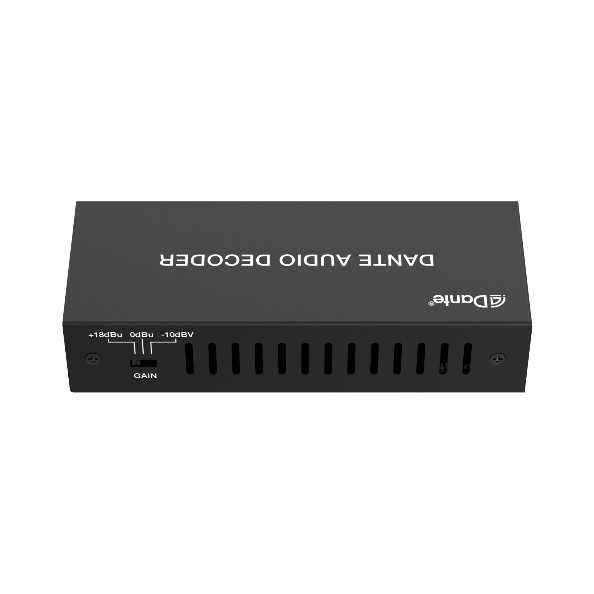 Black Dante Audio Decoder on a white background