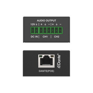 2-Channel Dante Analog Audio Decoder with PoE | JTECH-DA2DP