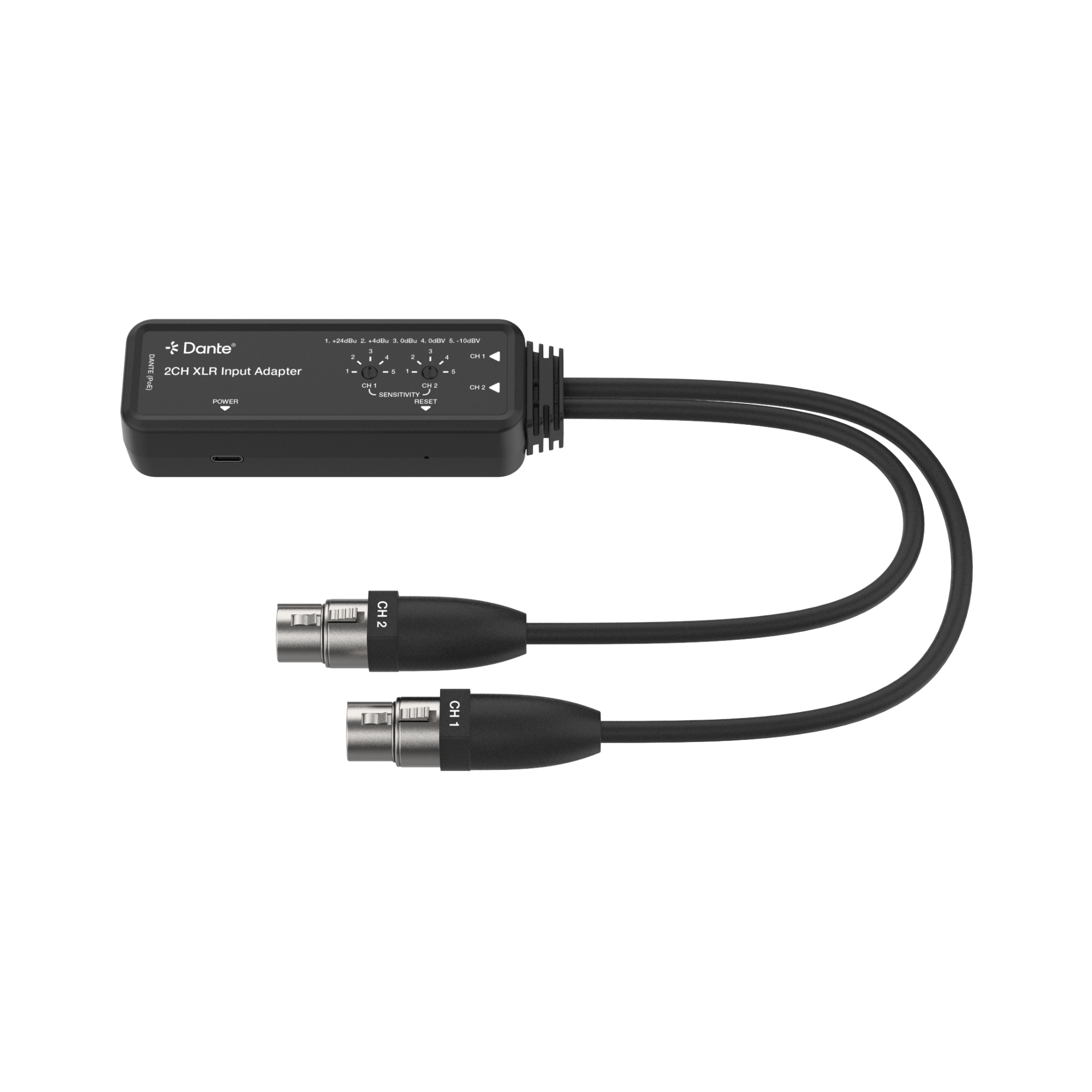 xlr to dante audio adapter converter top view