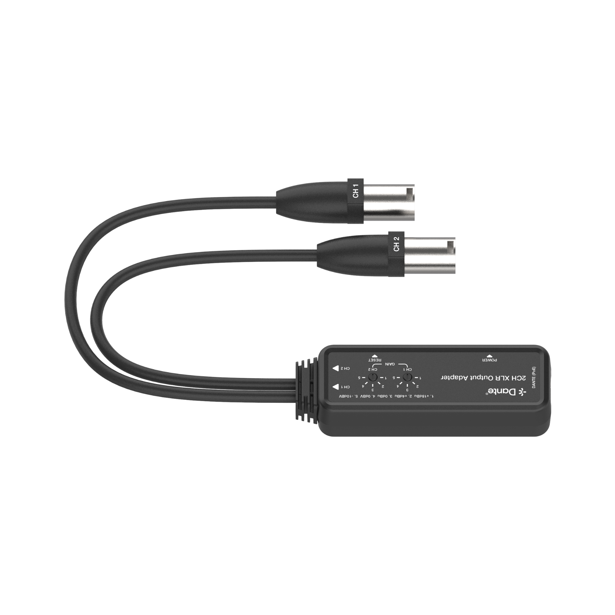 dante to xlr audio adapter converter side view