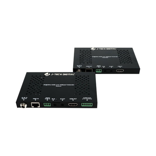 jtd-3280 8k hdmi extender transmitter and receiver kit front angle