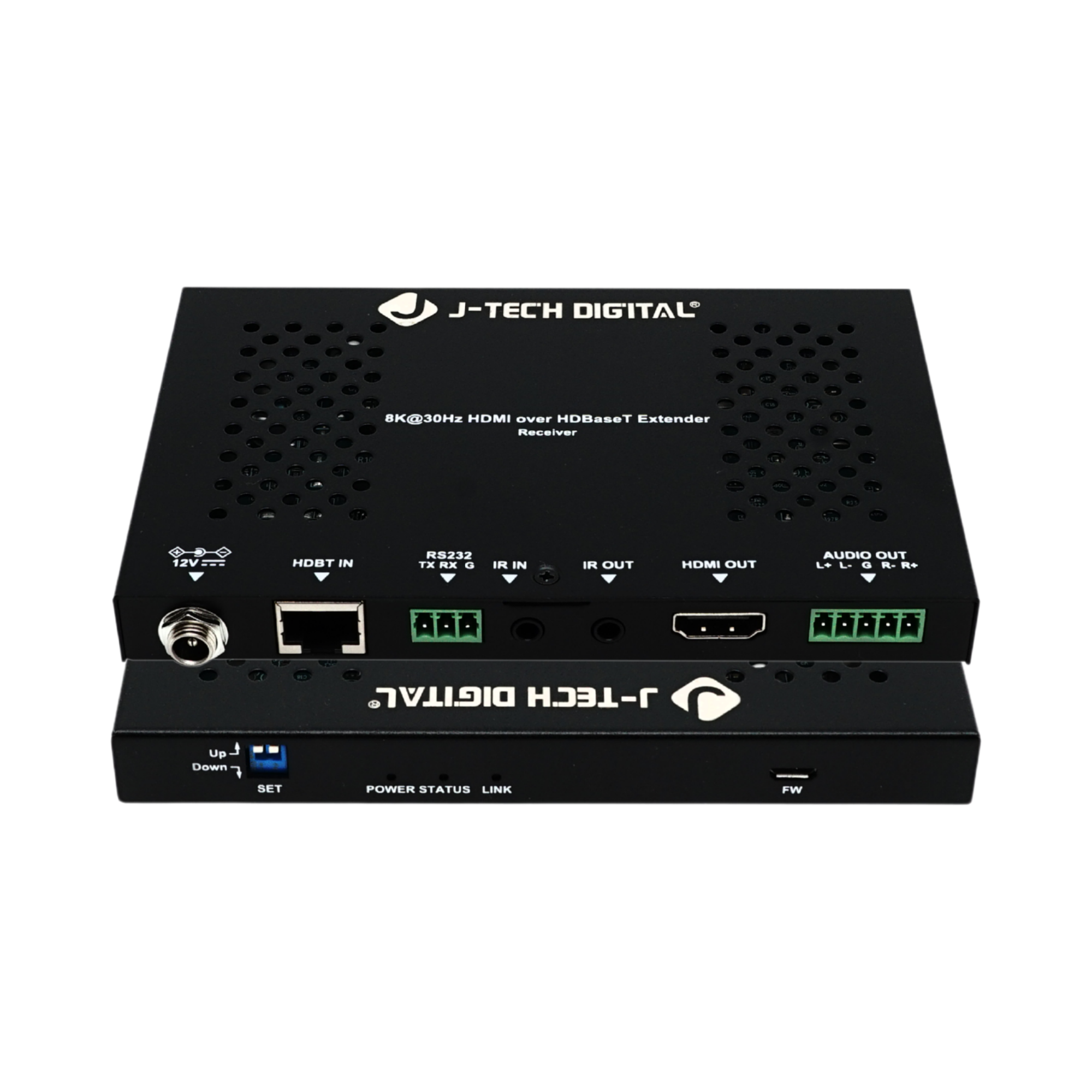 jtd-3280 8k hdmi extender transmitter front and back ports