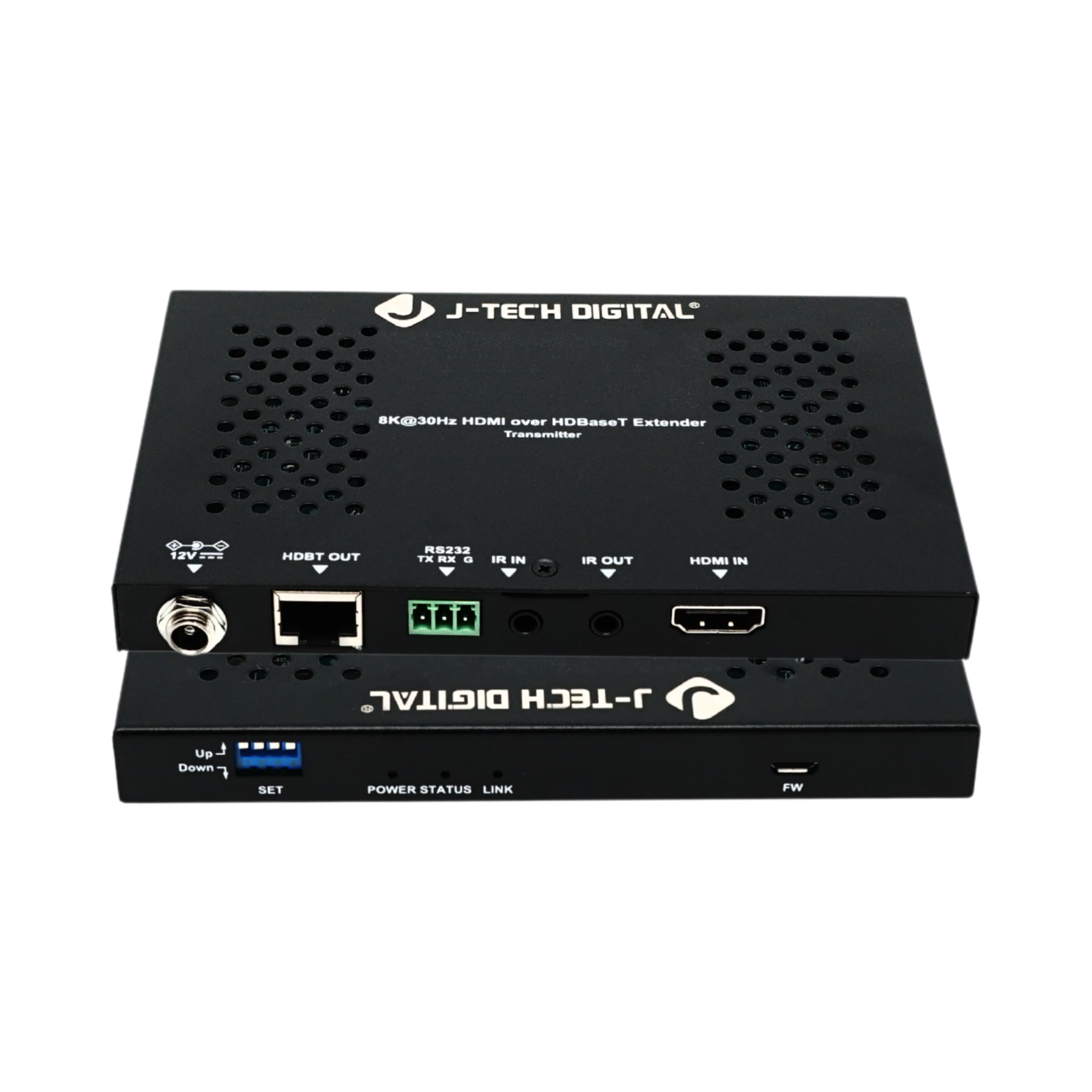 jtd-3280 8k hdmi extender receiver front and back ports