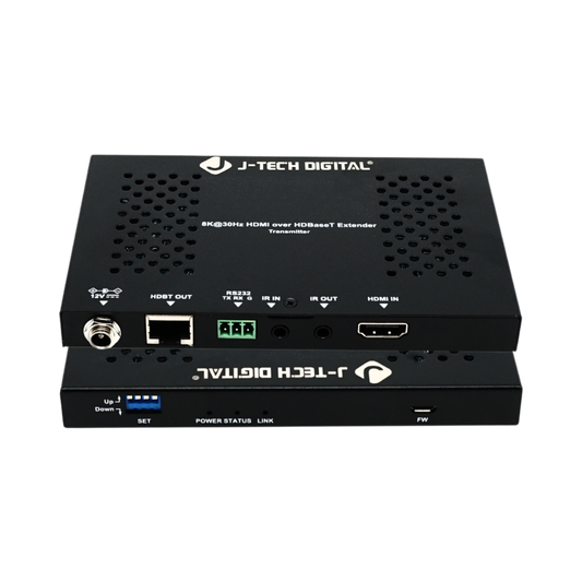 jtd-3280 8k hdmi extender receiver front and back ports
