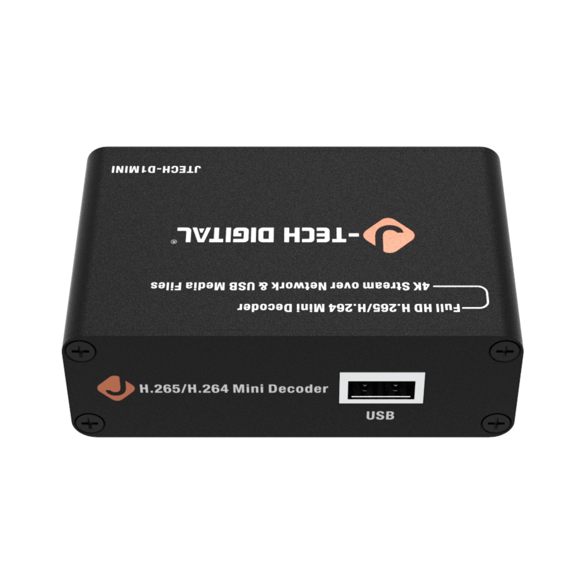 jtech digital ip network decoder back view with usb port or playback