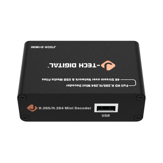 jtech digital ip network decoder back view with usb port or playback