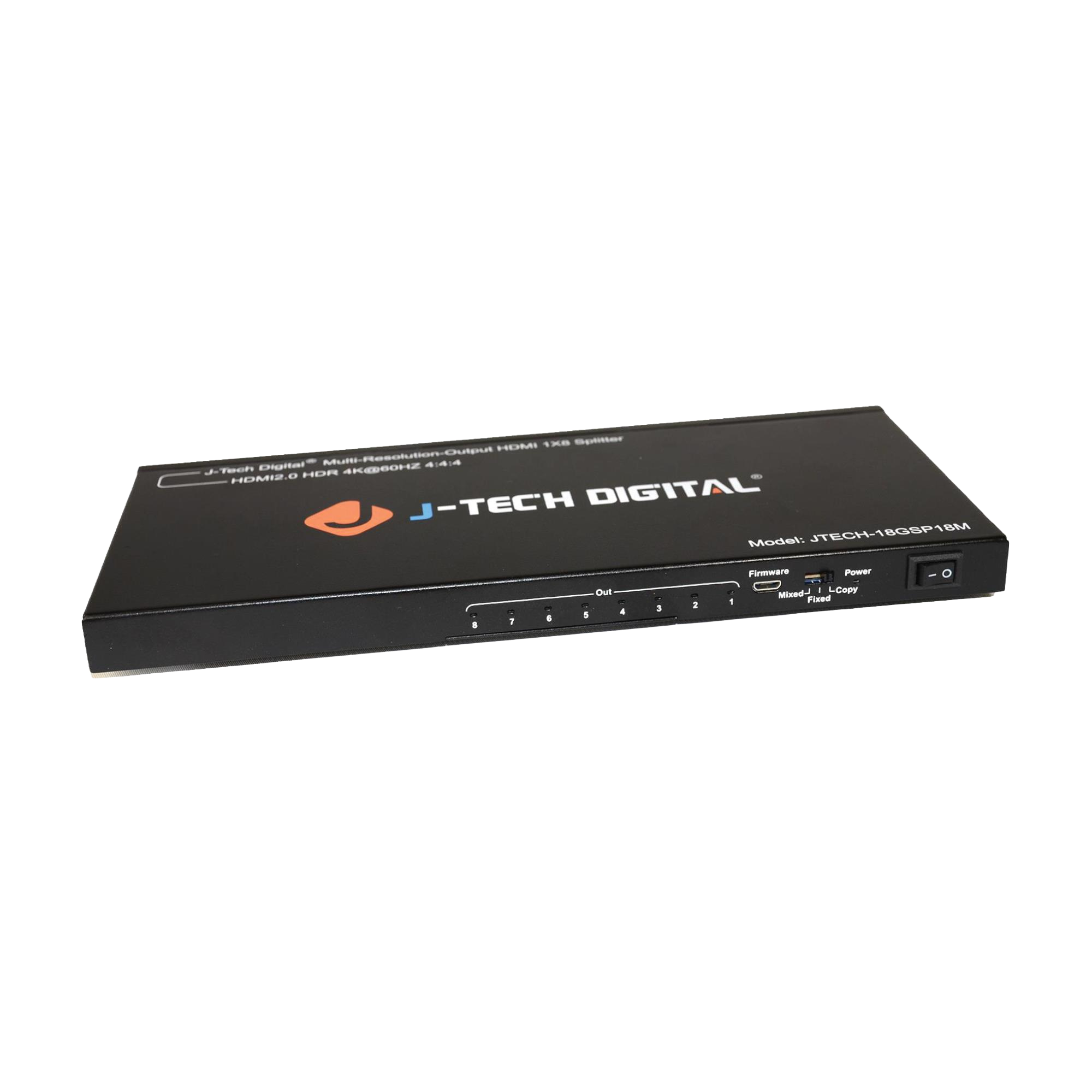 4K 60Hz 1x8 HDMI Splitter with Multi-Resolution Output Mode - Distribute 1 HDMI signal to 8 displays