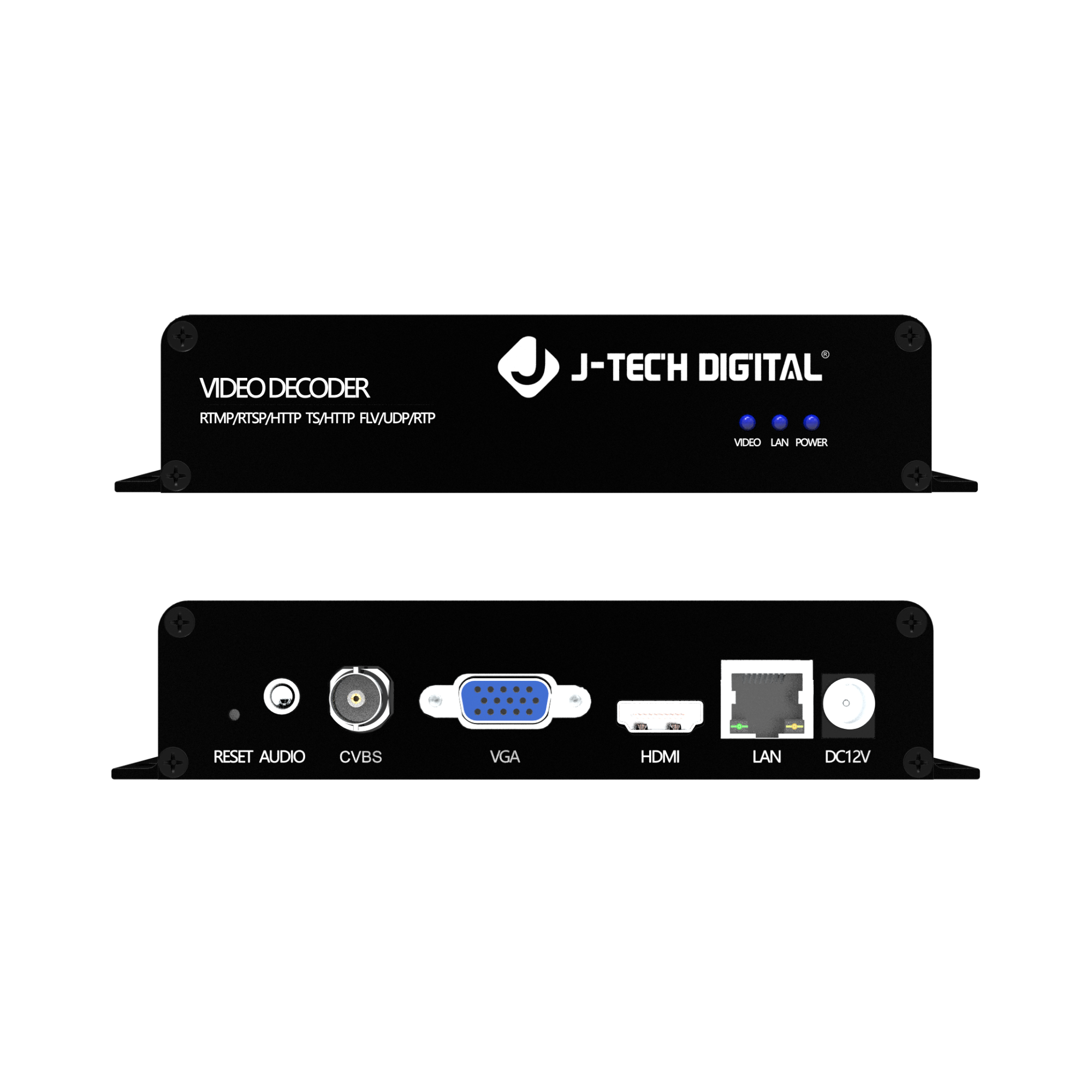Livestream decoder with OSD branding and protocol compatibility