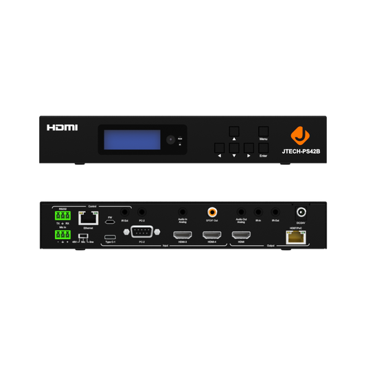 JTECH-PS42B 4K Presentation Switch Supporting Dual Outputs: HDMI and HDBaseT